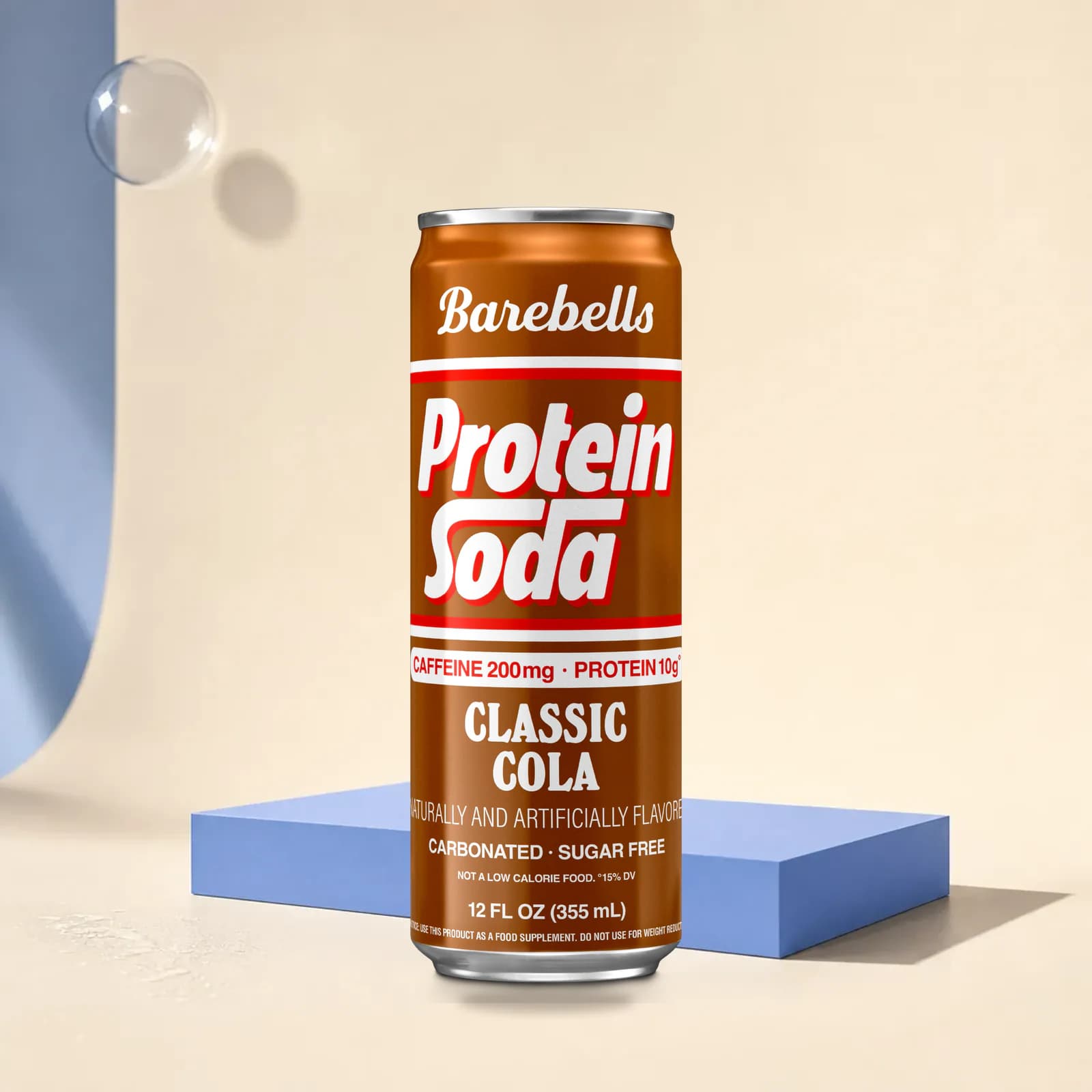 Barebells Protein Soda package on the ready-to-drink studio set